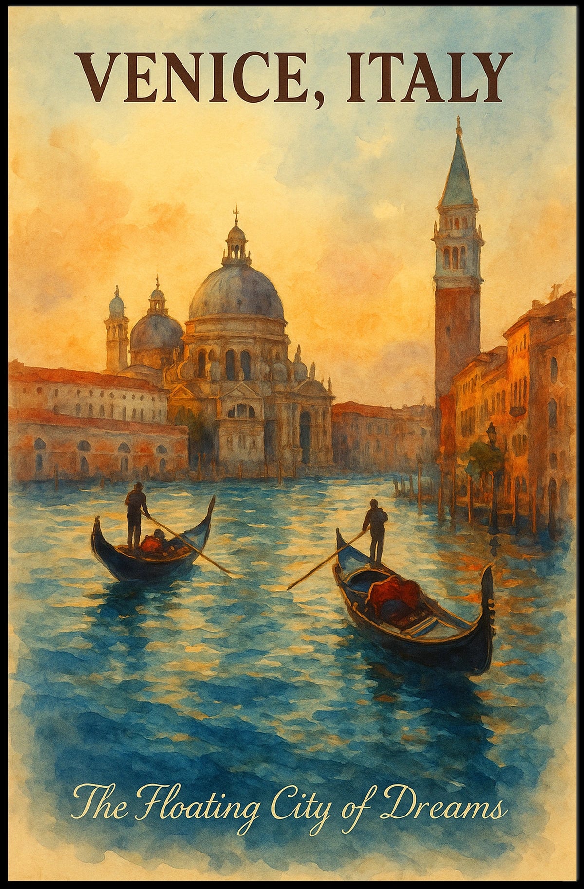 Venice Dreamscape: Vintage Watercolor Travel Poster
