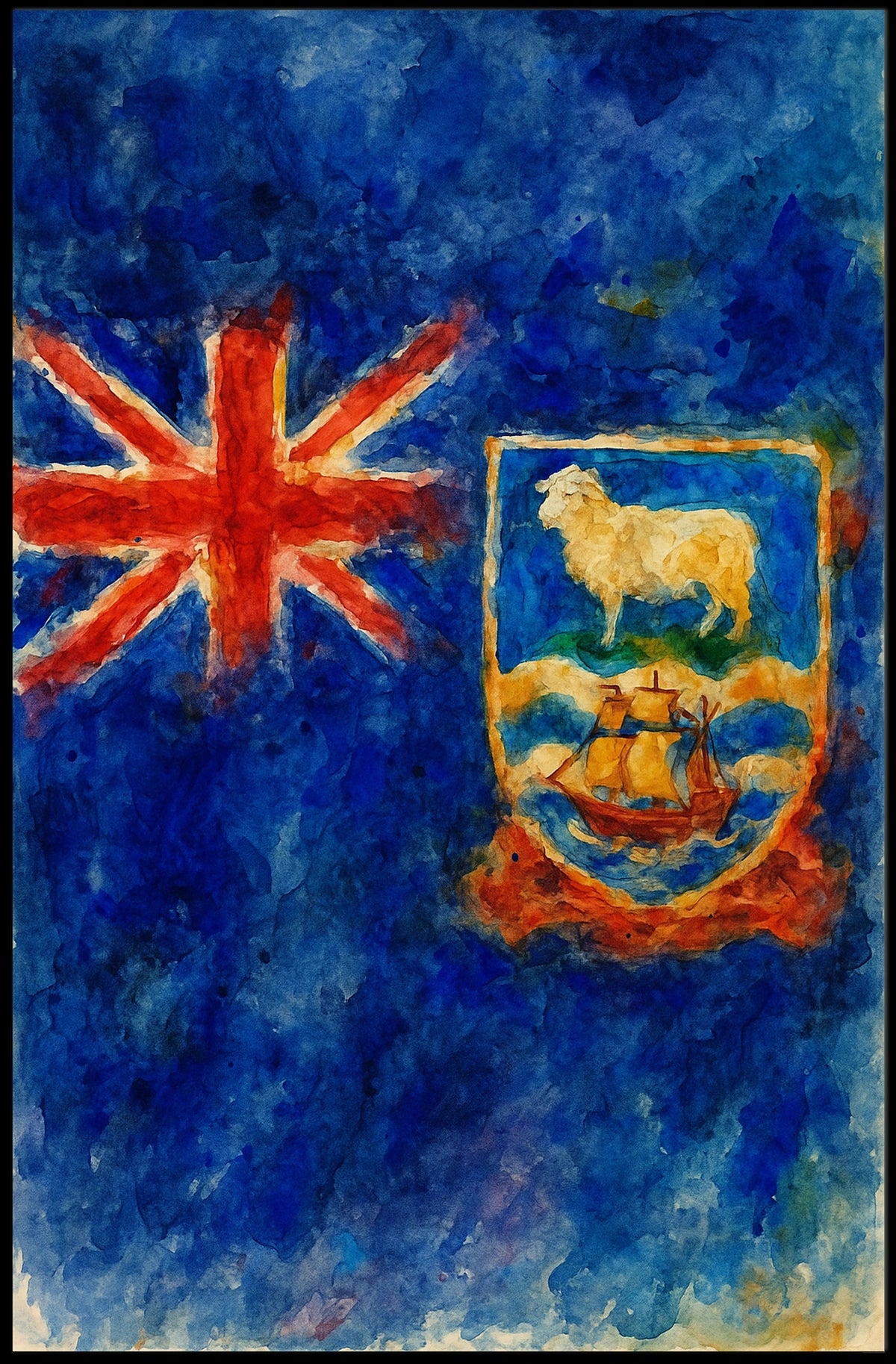 Falkland Islands Flag Watercolor Art Poster