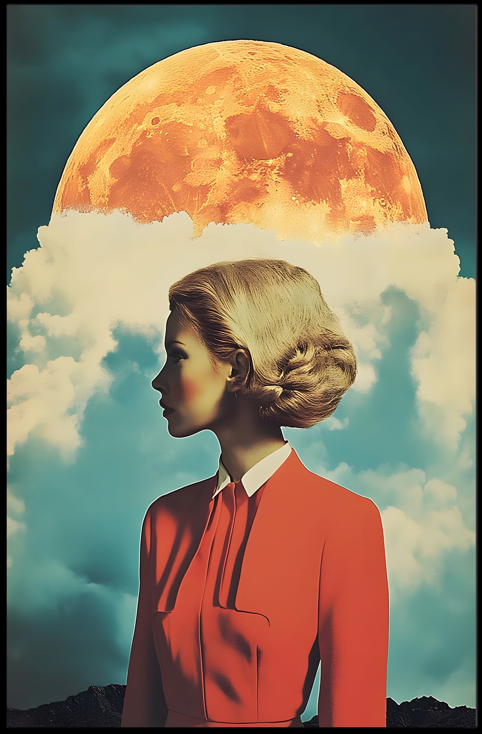 Lunar Portrait Poster Surreal Moon Wall Art Print