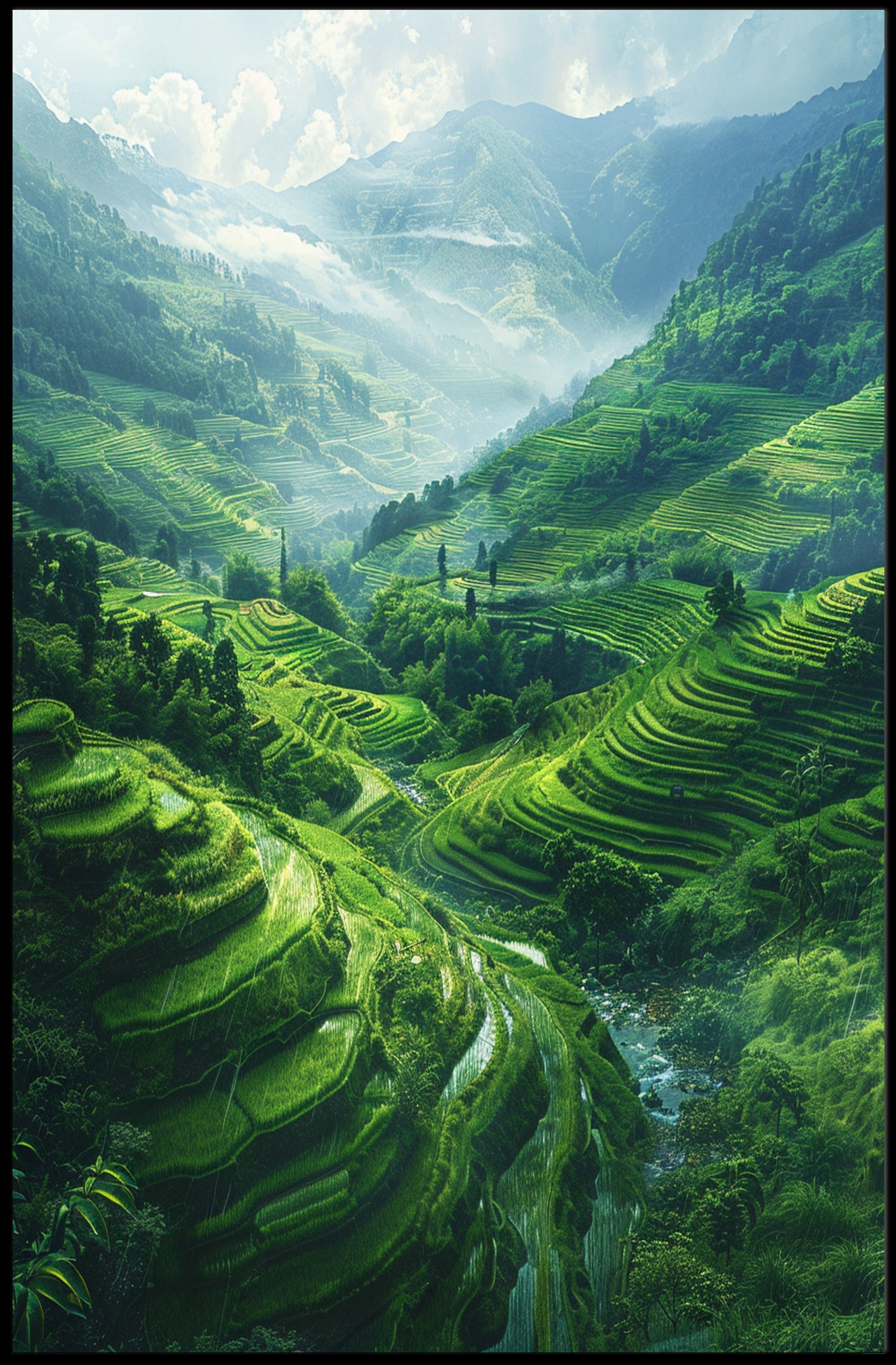 Breathtaking Terraced Rice Fields Poster PosterGoat