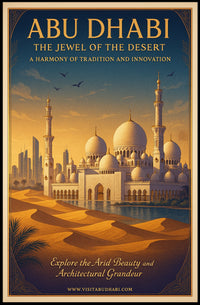 Majestic Abu Dhabi Vintage Travel Poster