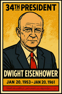 Dwight D. Eisenhower 34th President of the United States Inked Comic Style Poster