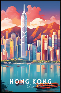 Hong Kong Skyline Vibrant Urban or Cityscape Poster