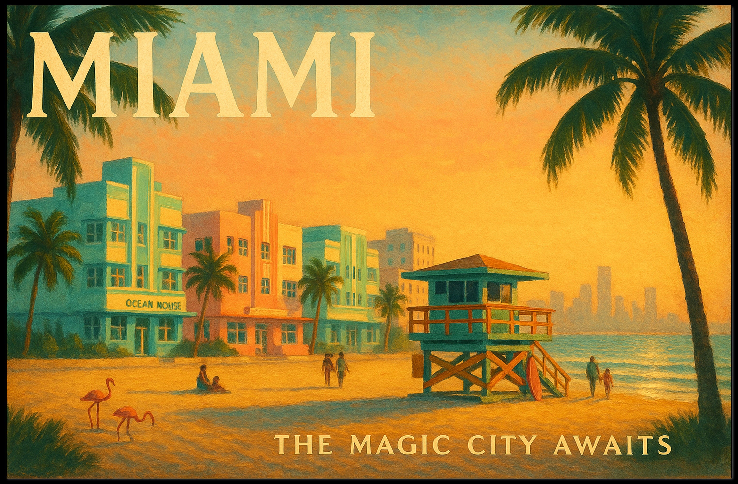 Miami Travel Poster Art Print The Magic City