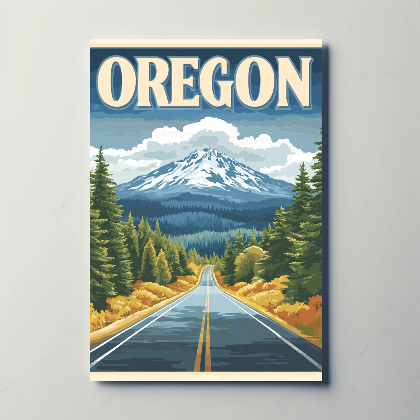 Oregon Vintage Poster - Scenic Mountain Road