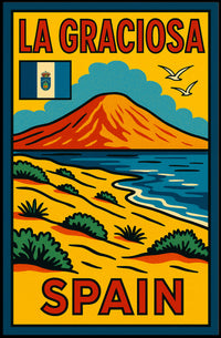 La Graciosa Vintage Travel Adventure Scenic Coastal Landscape Poster PosterGoat