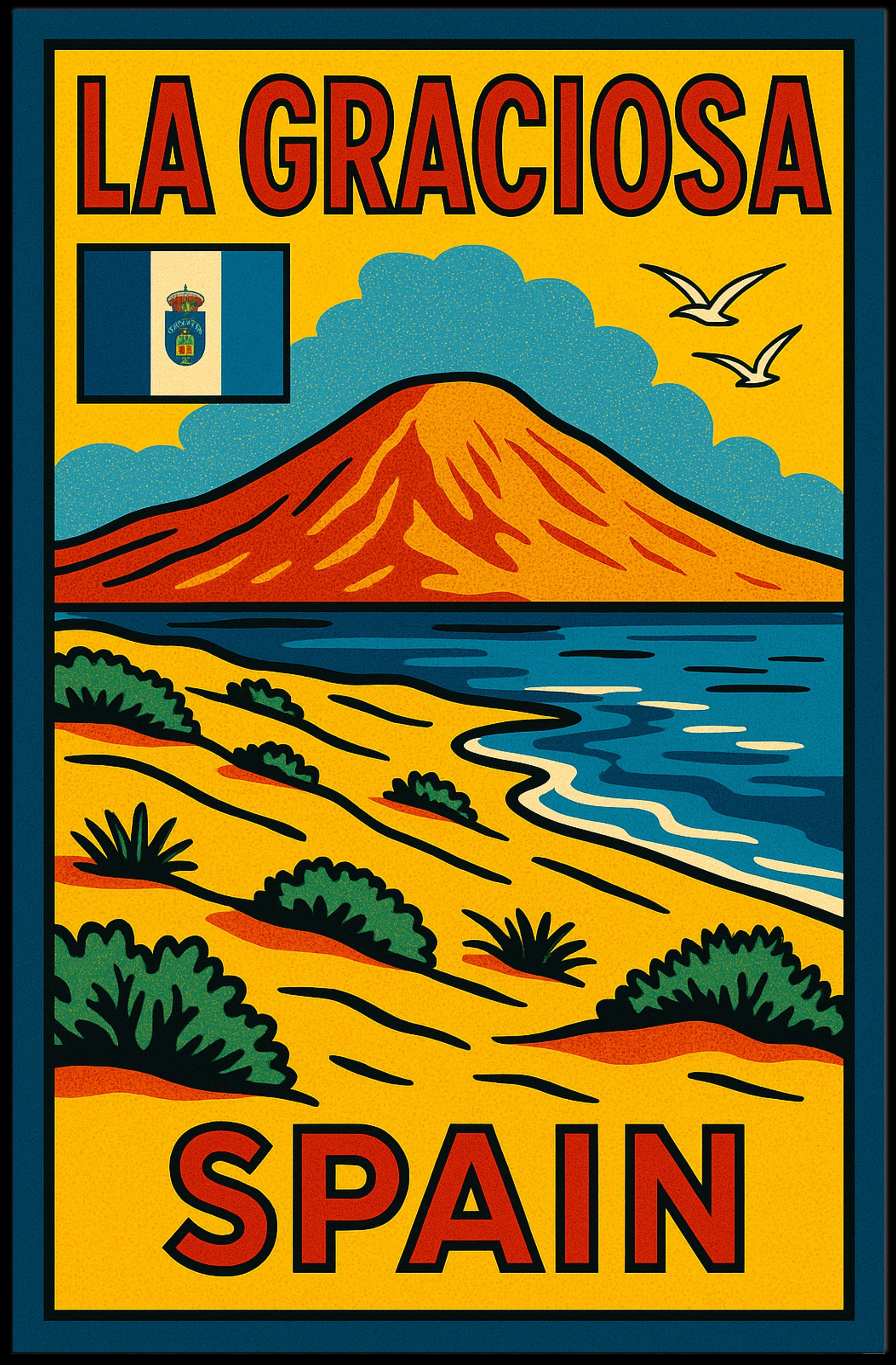 La Graciosa Vintage Travel Adventure Scenic Coastal Landscape Poster PosterGoat