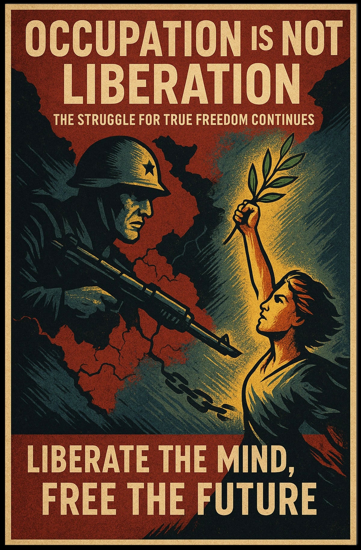 Liberation Struggle Vintage Political Poster Art Print