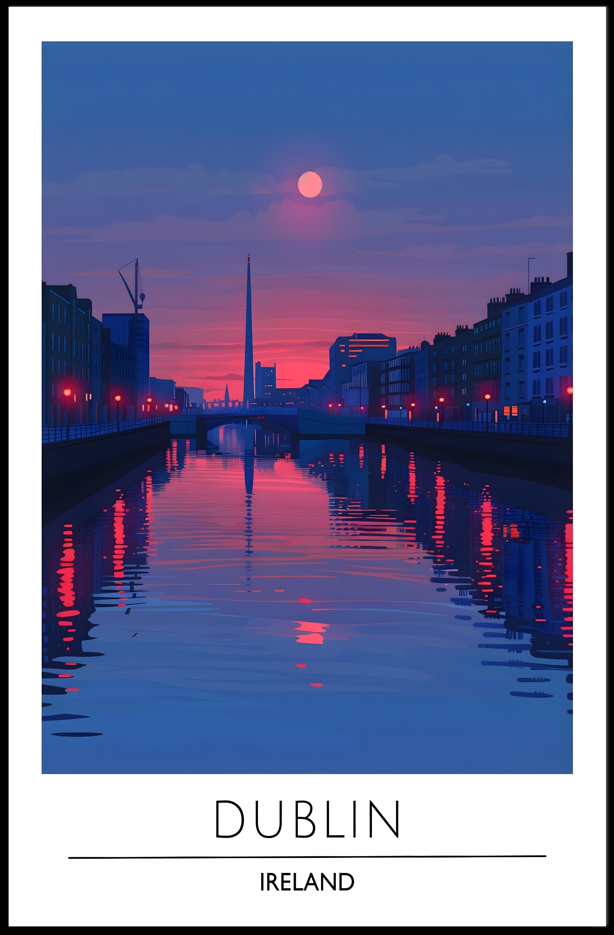 Dublin City Skyline at Sunset Urban or Cityscape Poster