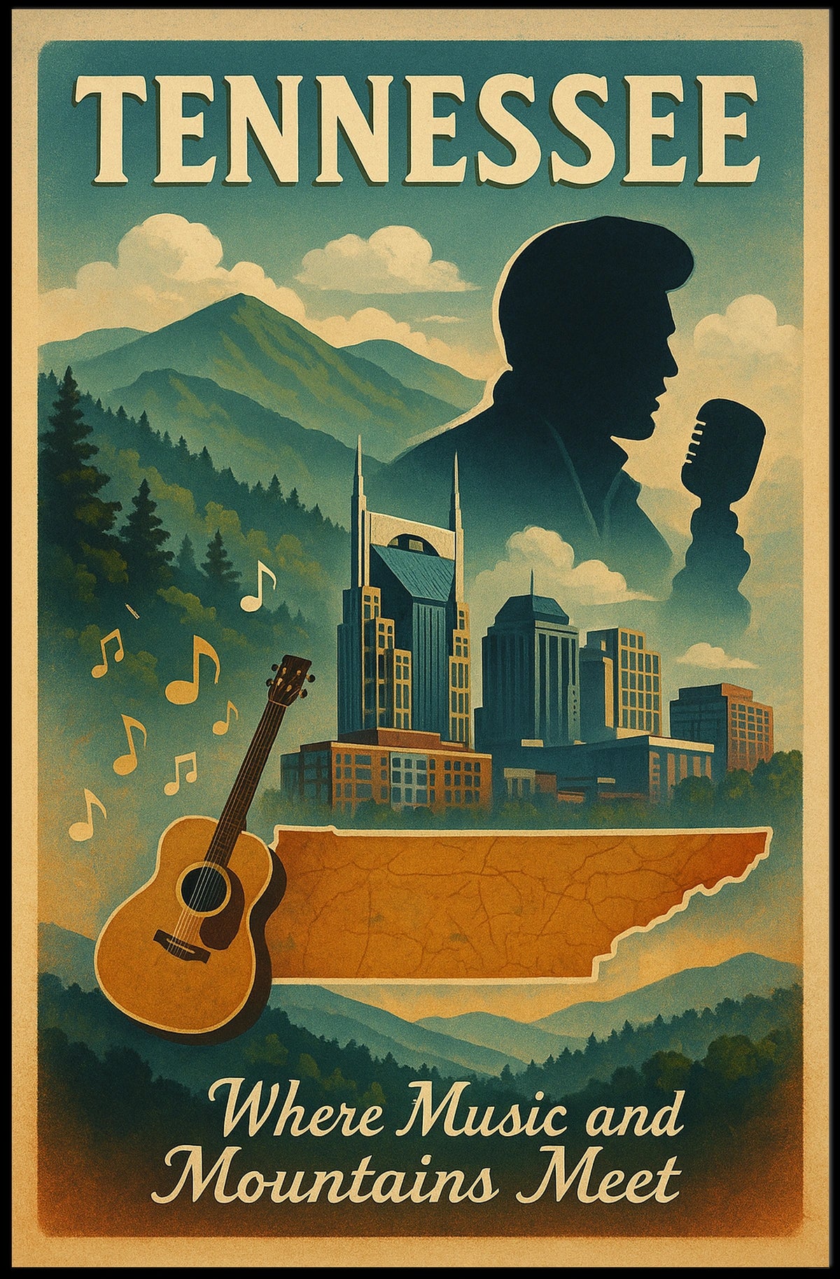 Tennessee Where Music and Mountains Meet Poster