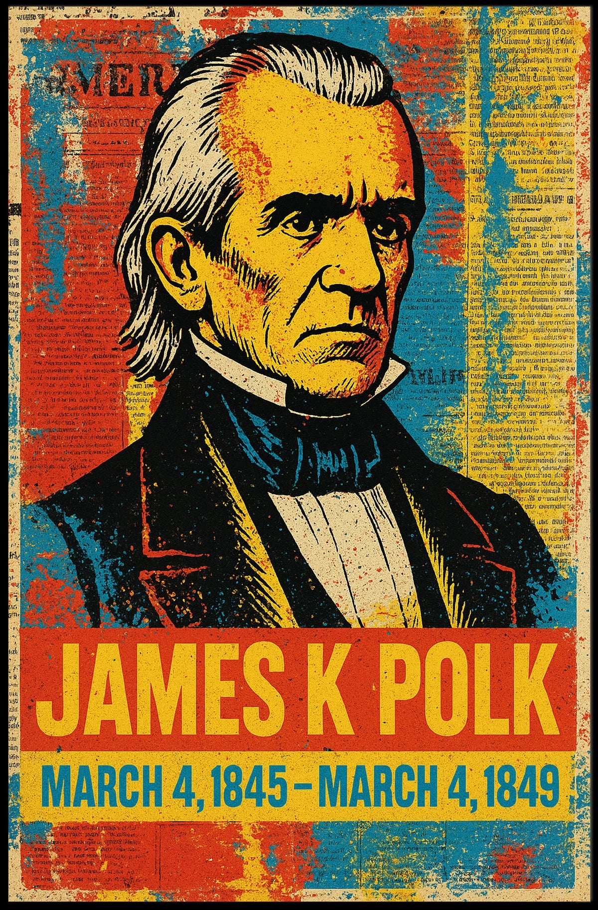 James K. Polk 11th President of the United States Street Art Mashup Poster