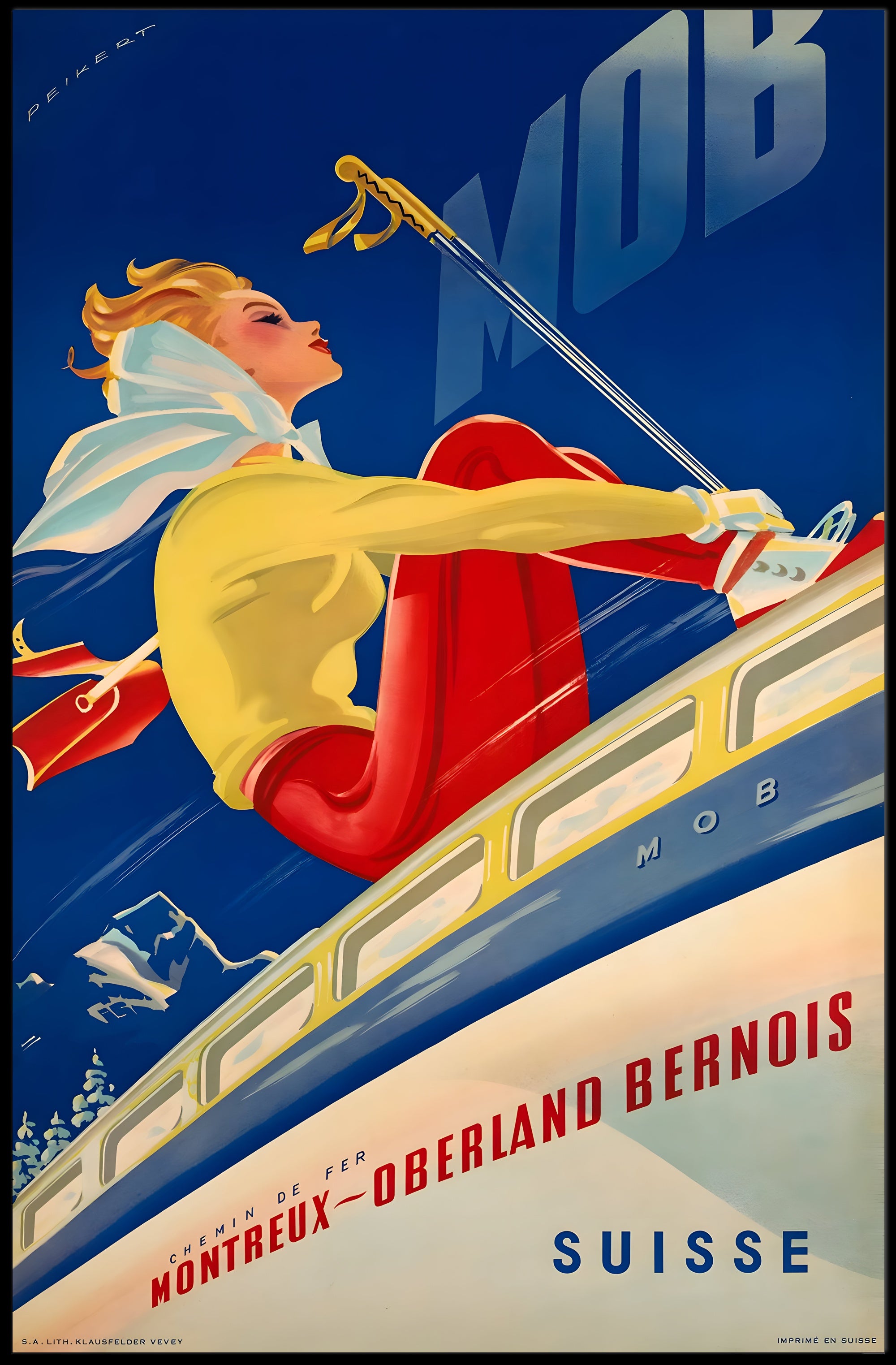 Swiss Adventure Vintage Travel Poster, Montreux Railway Scene PosterGoat