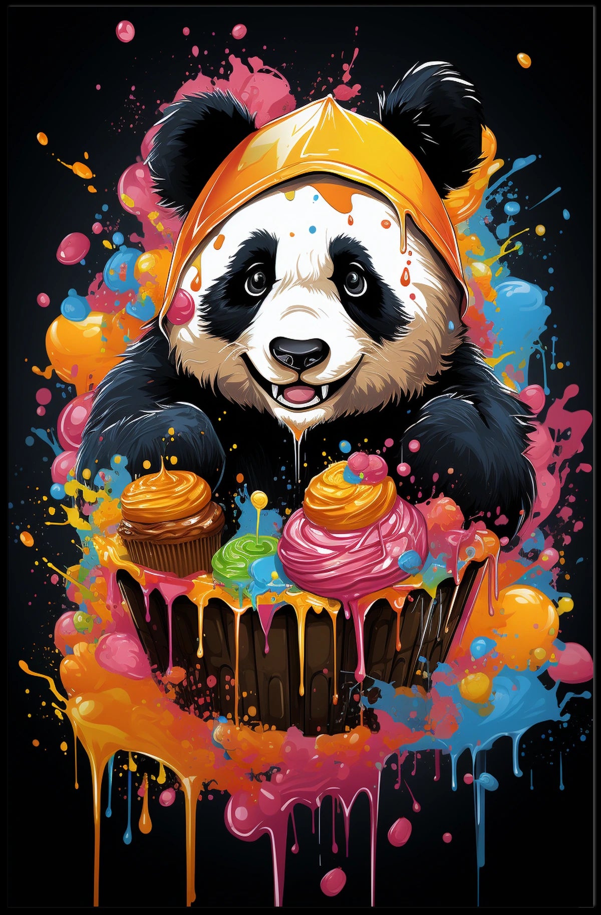 Colorful Panda Delight Poster