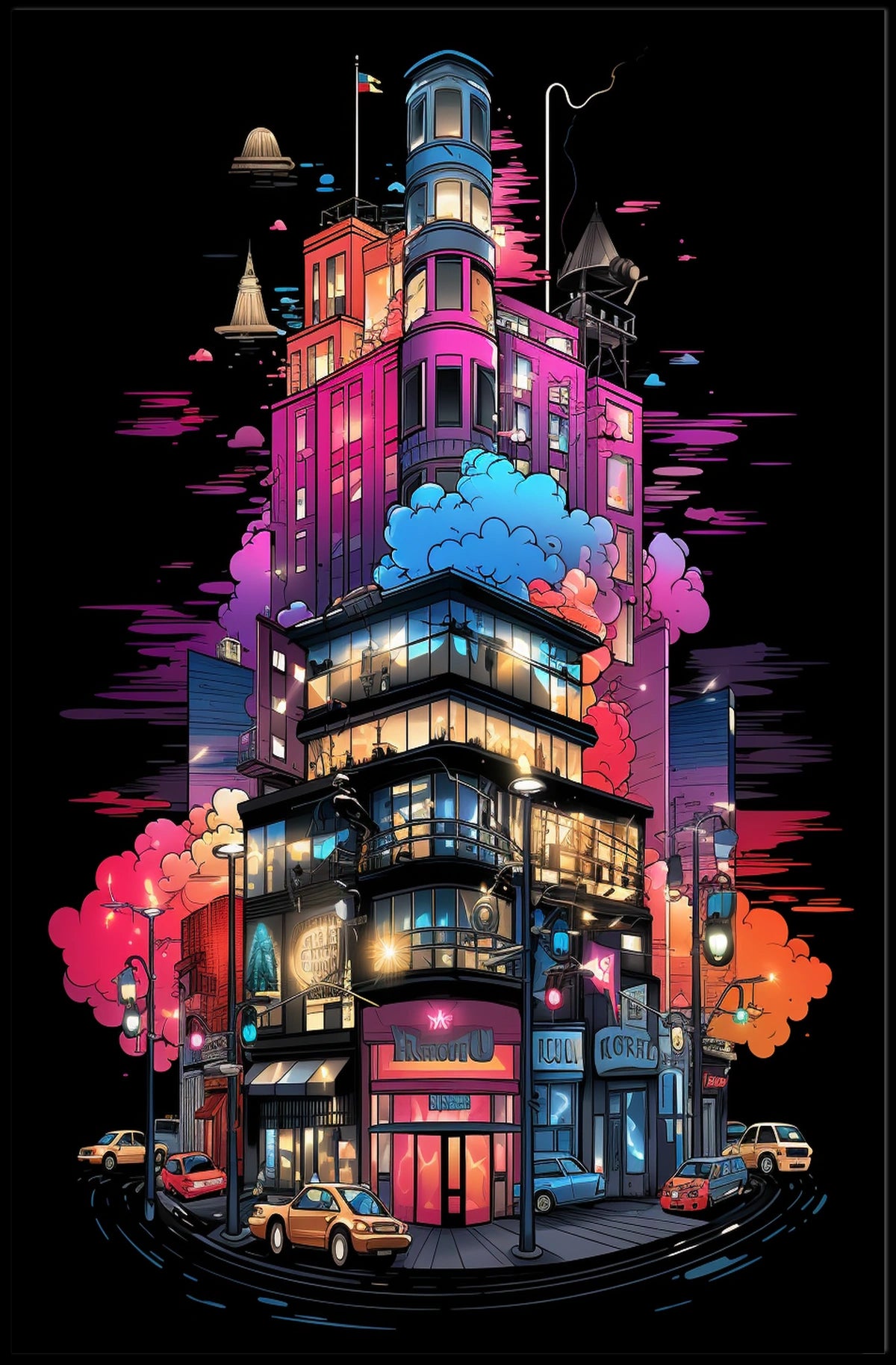 Neon Cityscape Poster