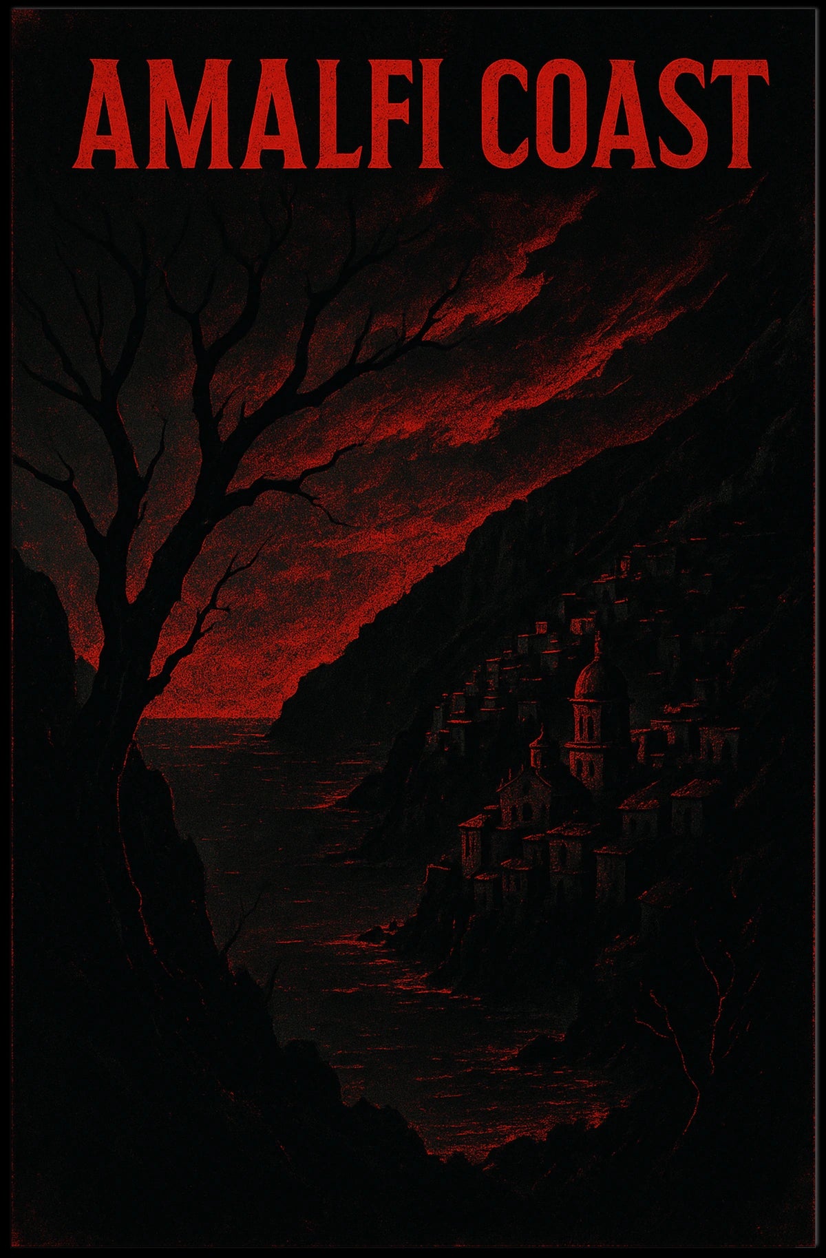 Amalfi Coast Dramatic Landscape Poster Wall Art Decor
