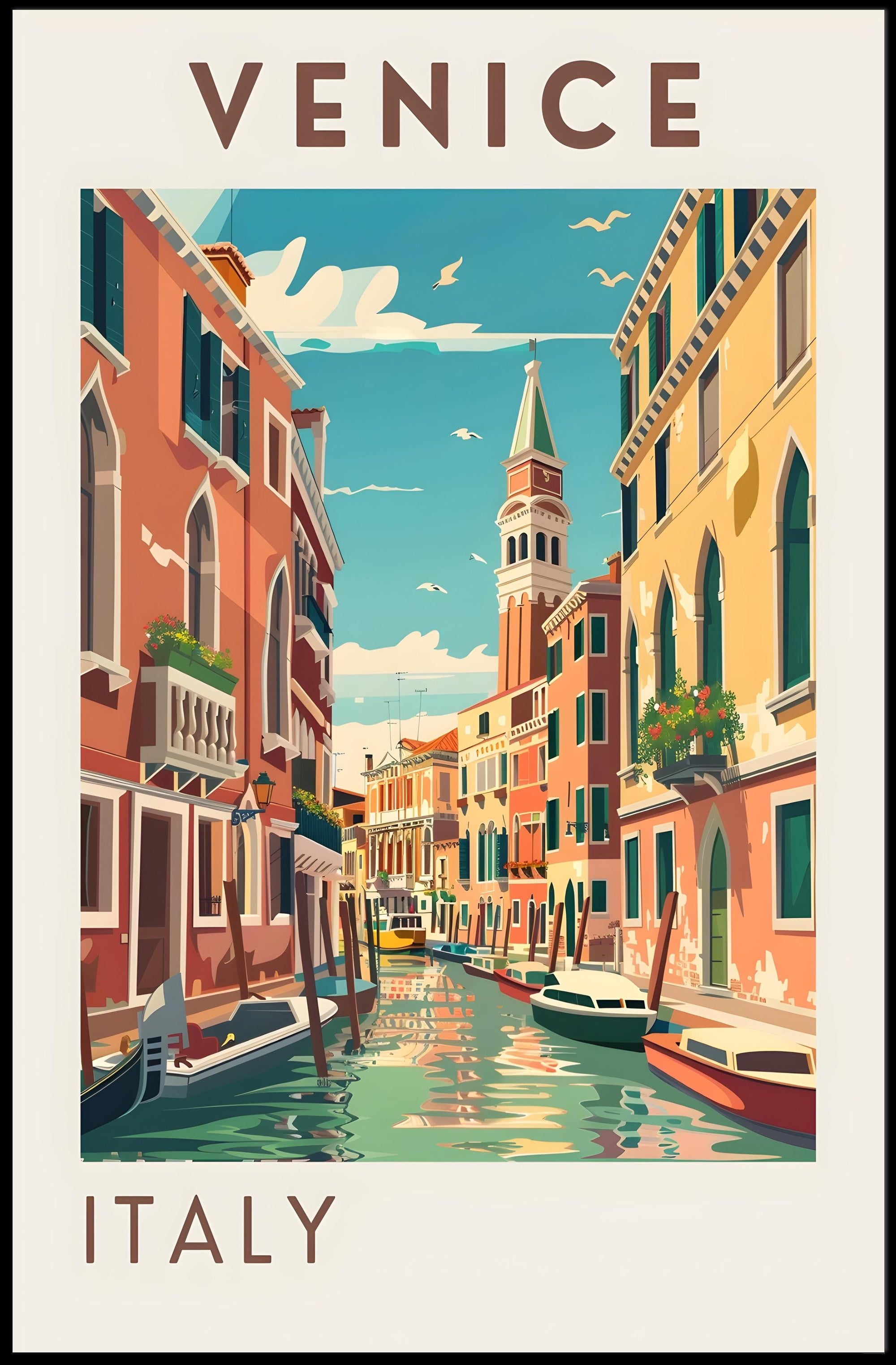 Venice Gondolas and Canals Artwork Travel Poster