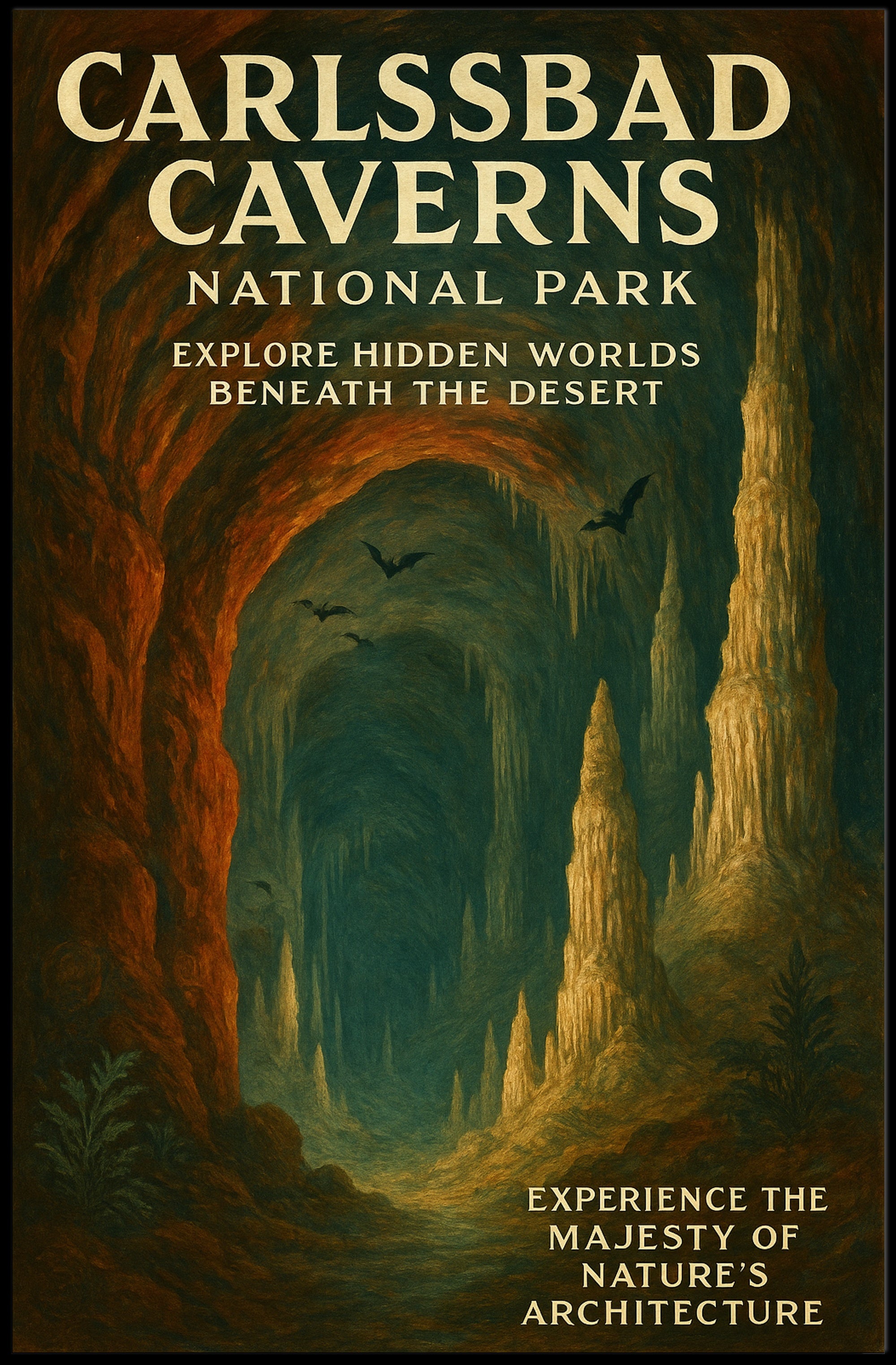 Carlsbad Caverns Vintage National Park Poster