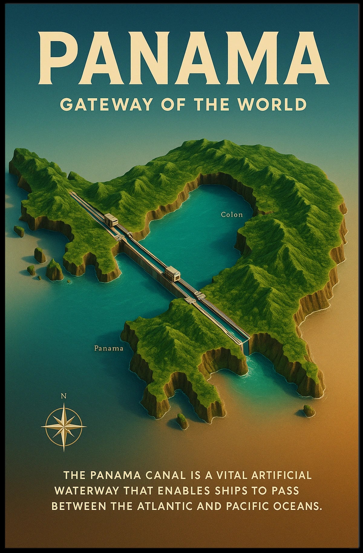 Panama Canal Gateway of the World Poster
