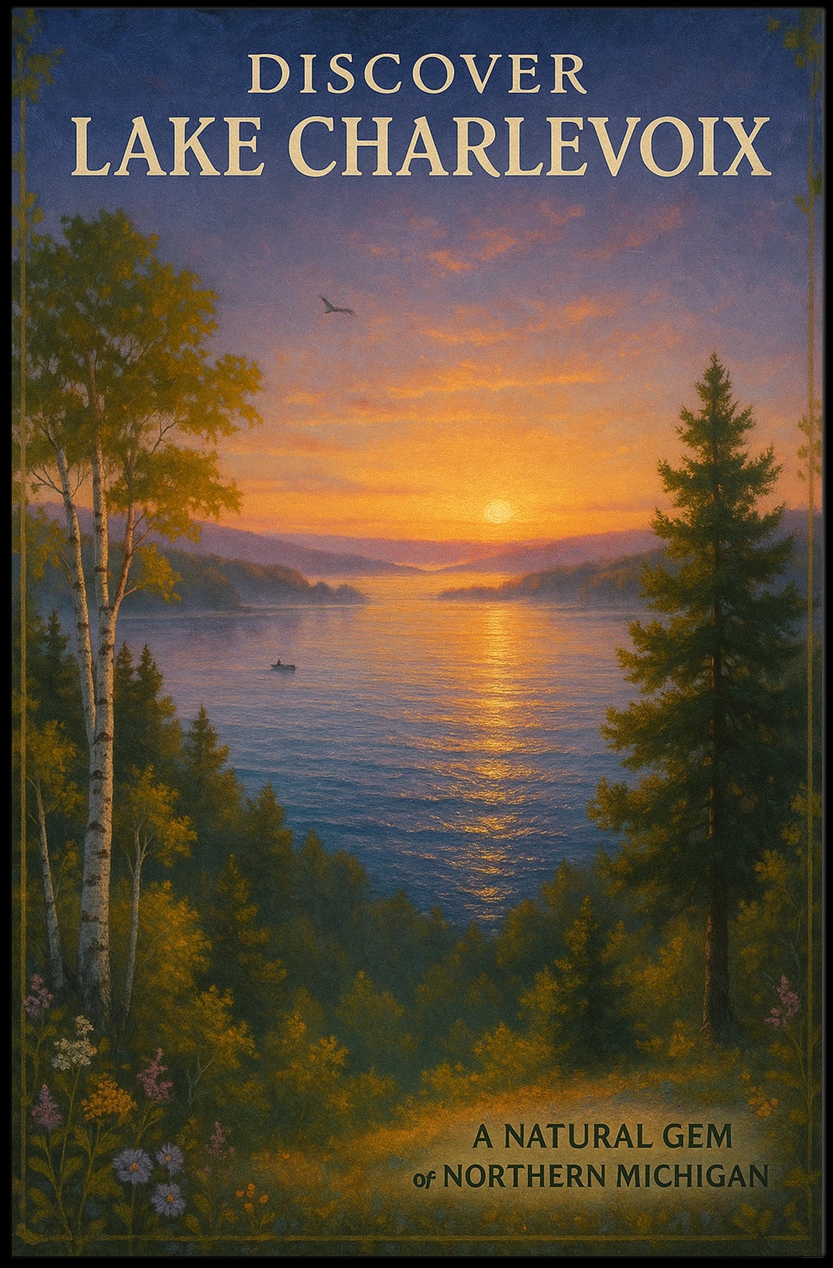 Discover Lake Charlevoix Travel Poster