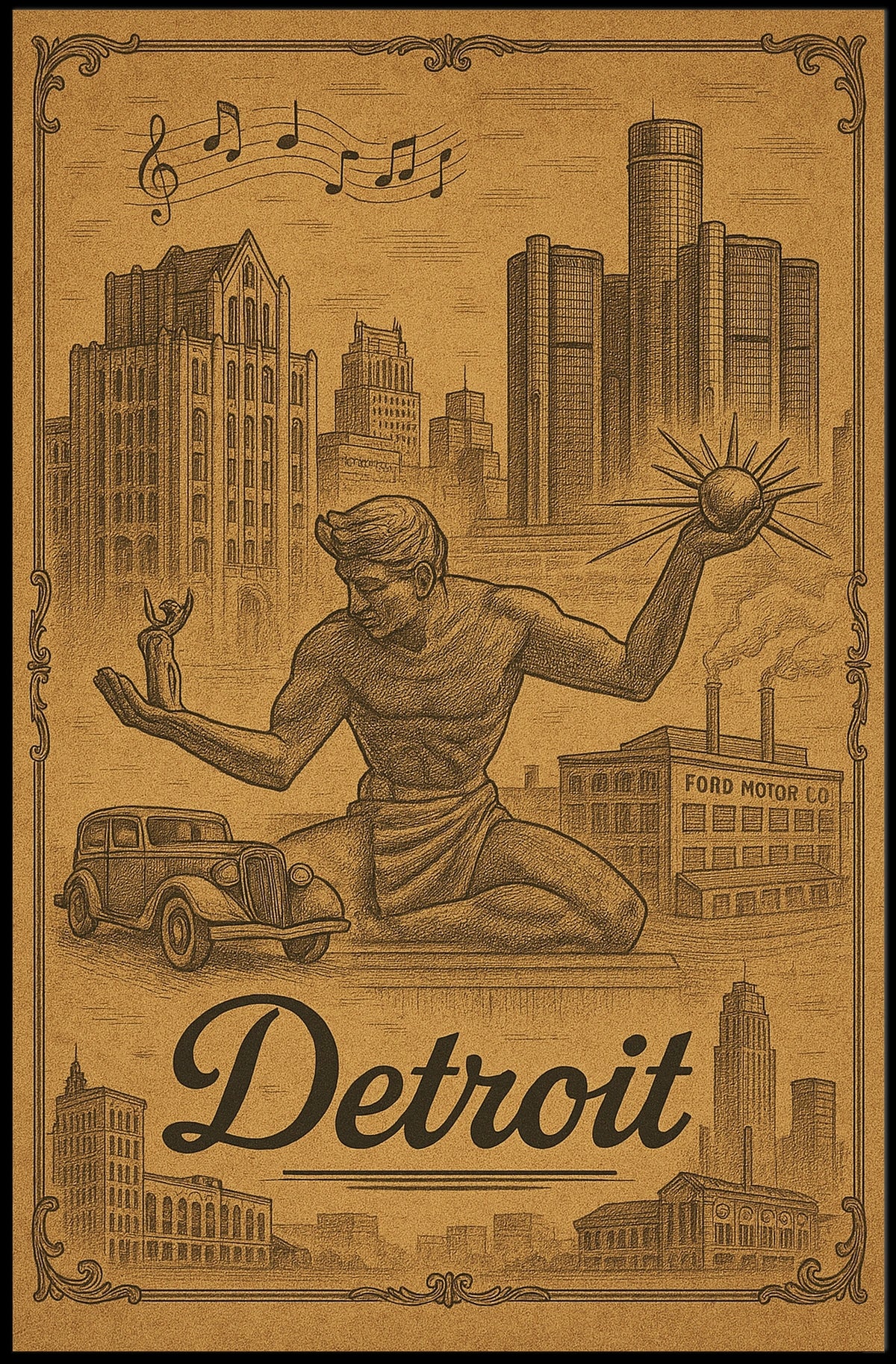Spirit of Detroit Poster