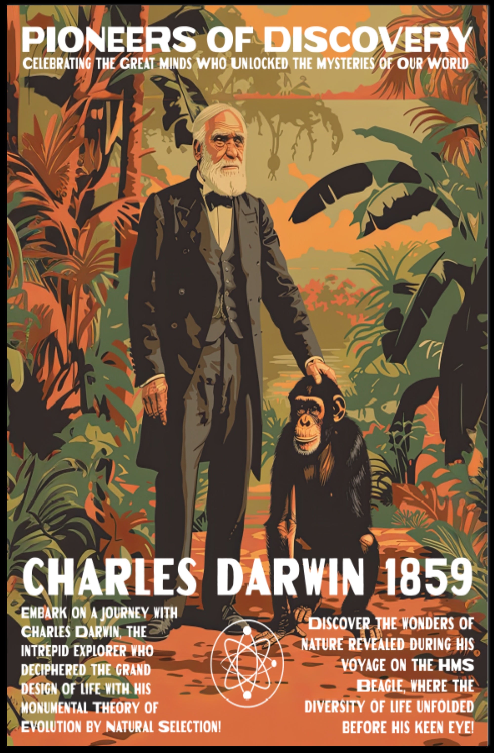 Darwin Evolution Vintage Educational or Infographic Poster