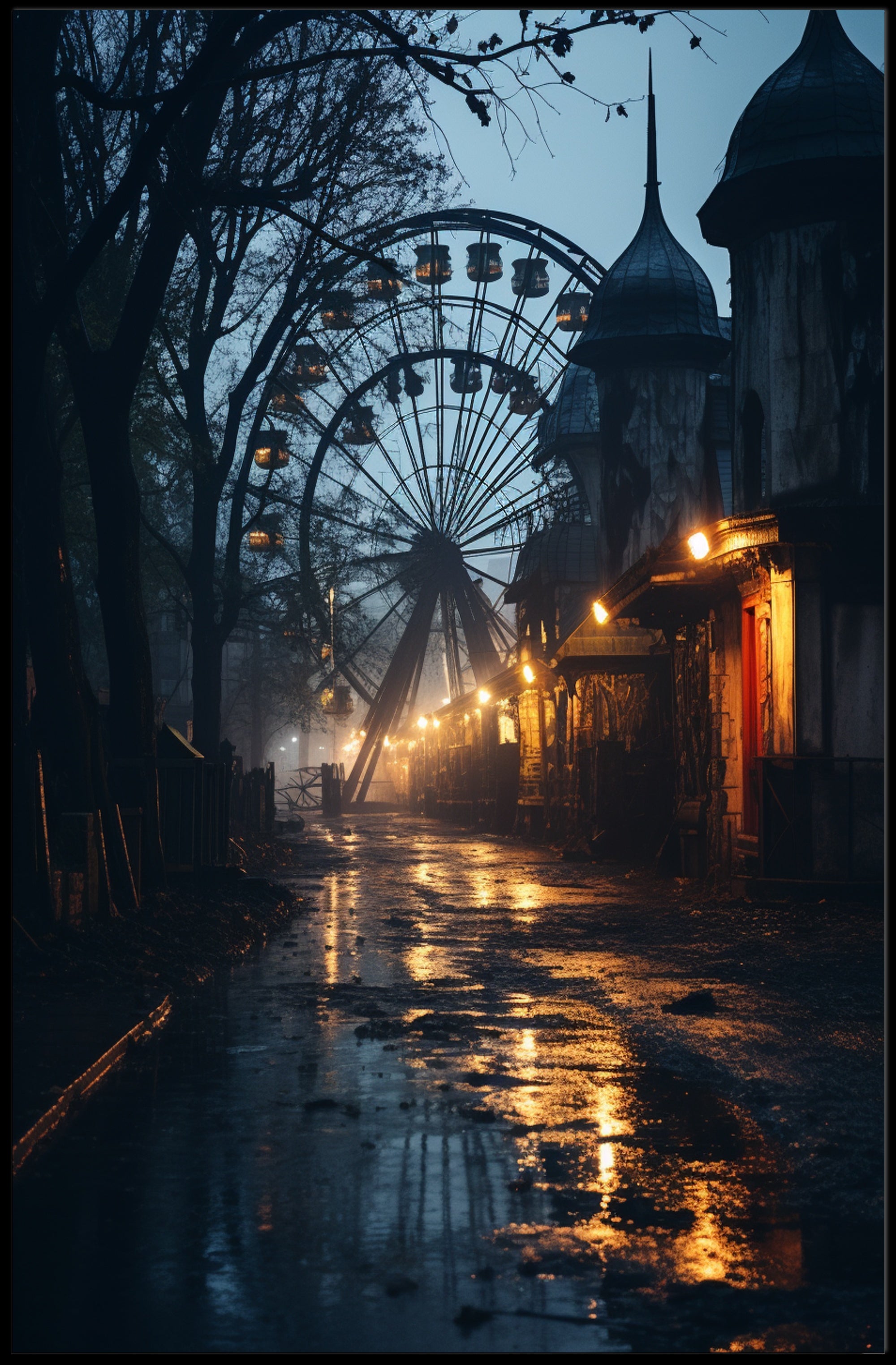 Eerie Carnival Night Poster