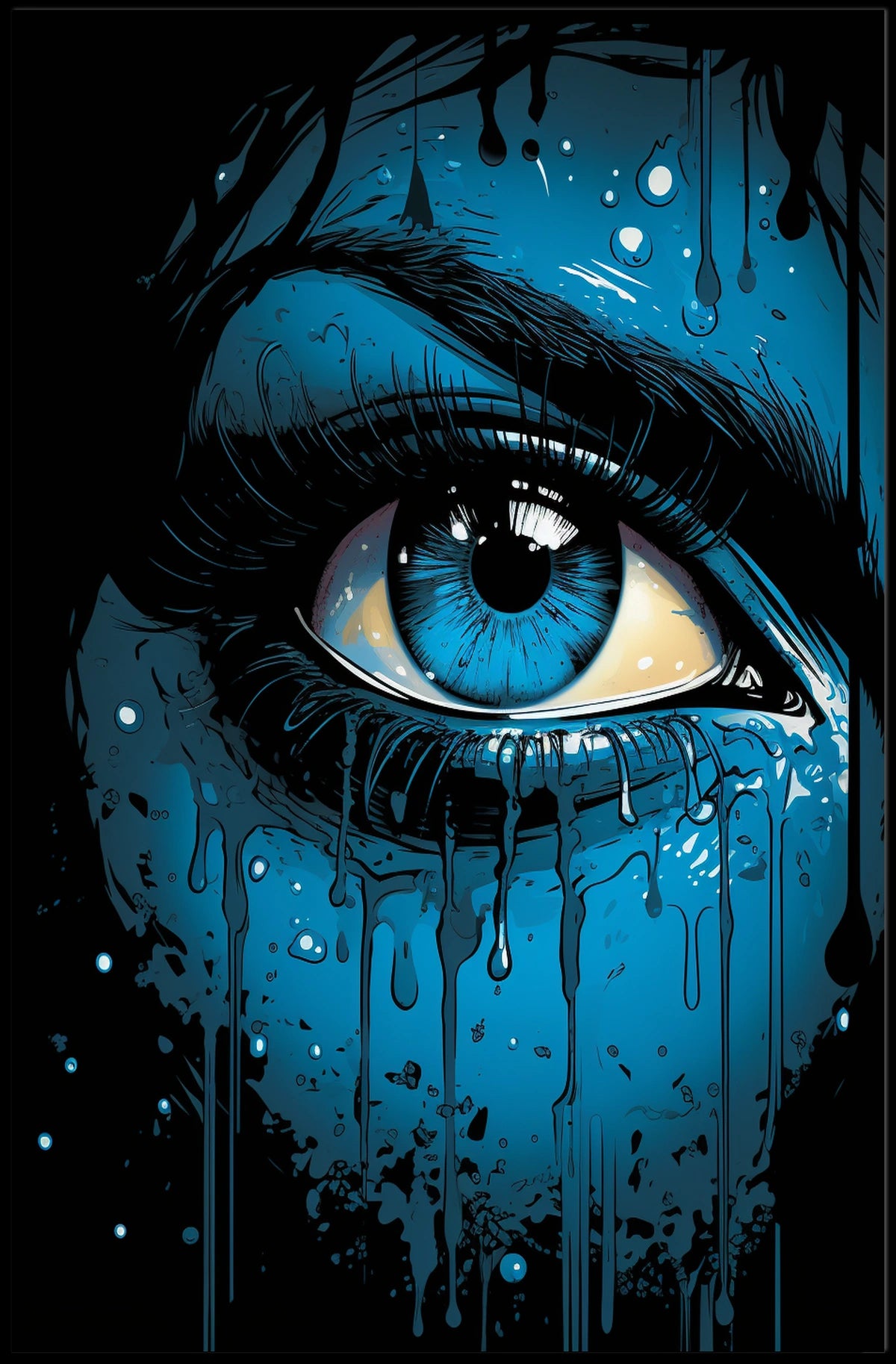 Intense Blue Eye Surreal Art Poster Print