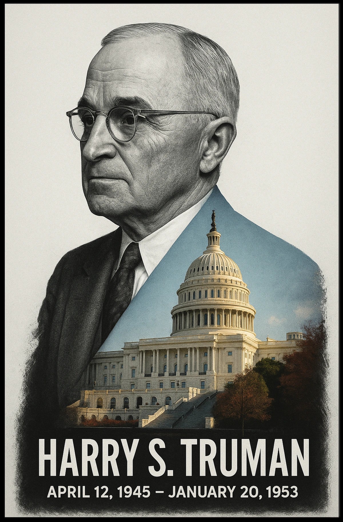 Harry S. Truman 33rd President of the United States Reflections Poster