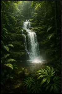 Serene Forest Waterfall Poster