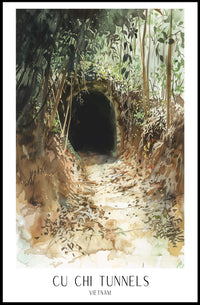 Cu Chi Tunnels Watercolor Travel Poster PosterGoat