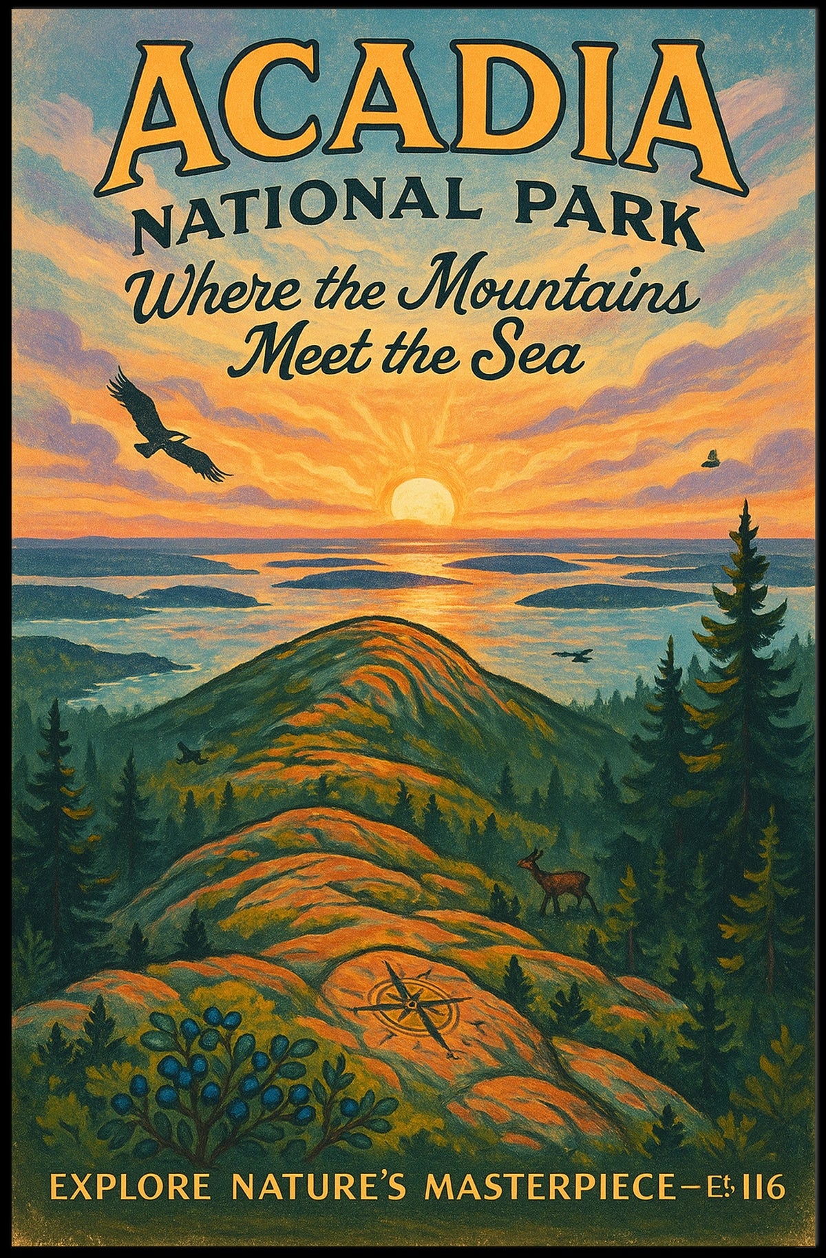 Acadia National Park Where the Mountains Meet the Sea Poster