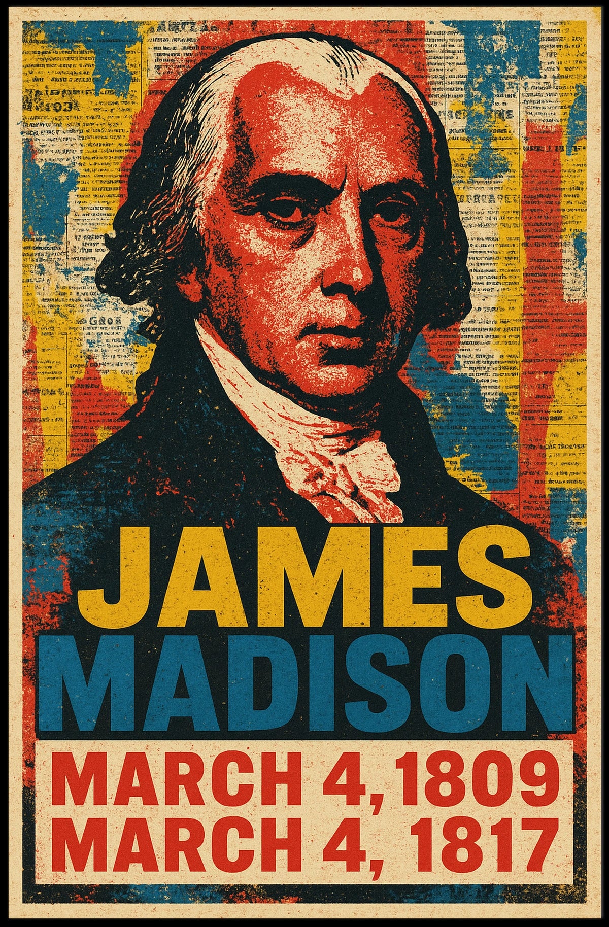 James Madison 4th President of the United States Street Art Mashup Poster