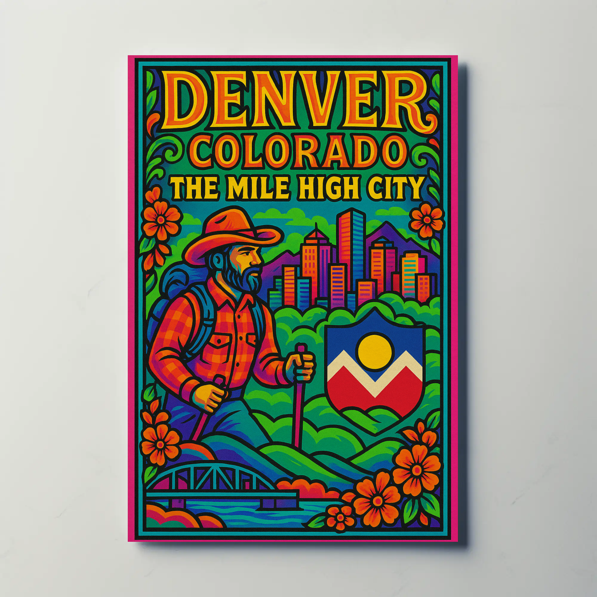 Denver's Vibrant Landscape Vintage Travel Poster
