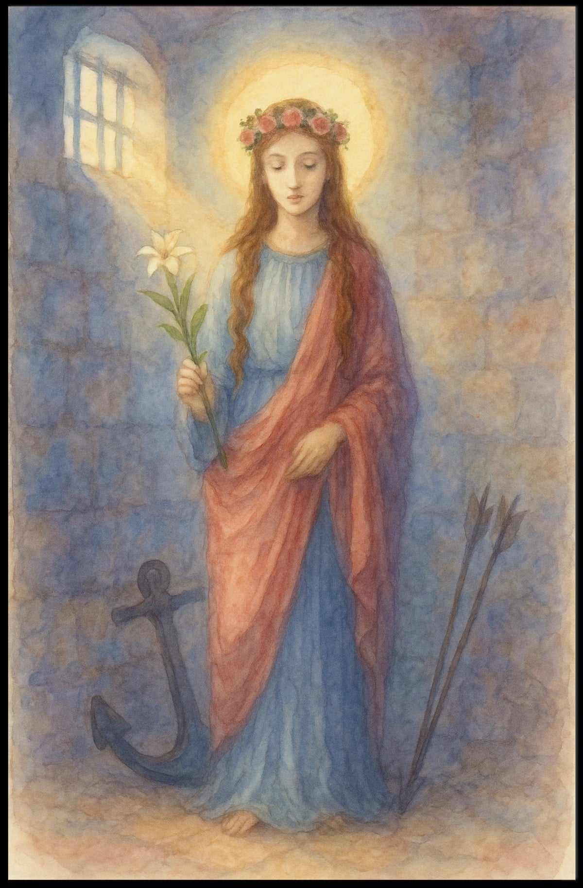 St. Philomena Watercolor Sacred Art Print Poster