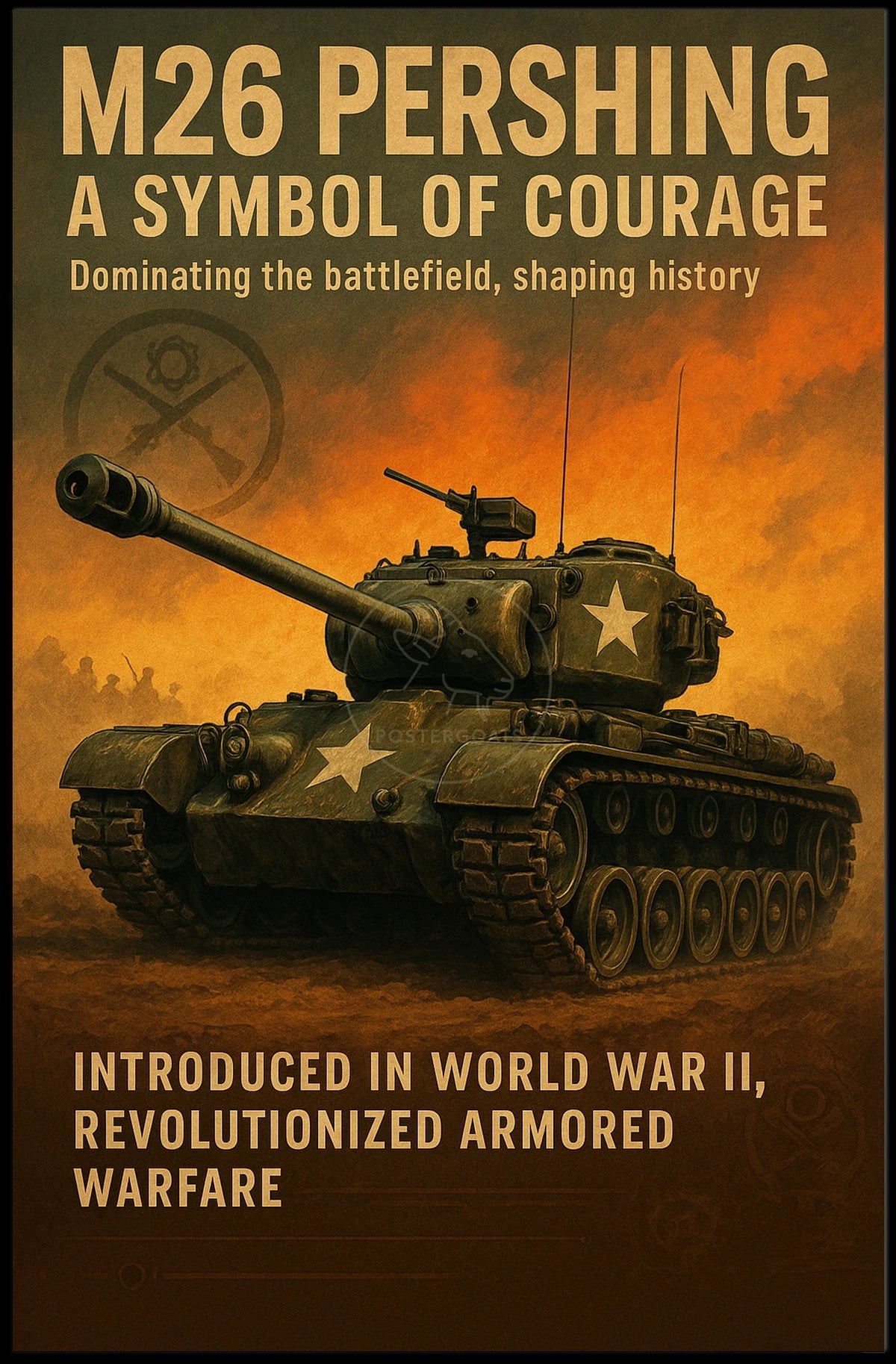 M26 Pershing Tank WWII Vintage Poster