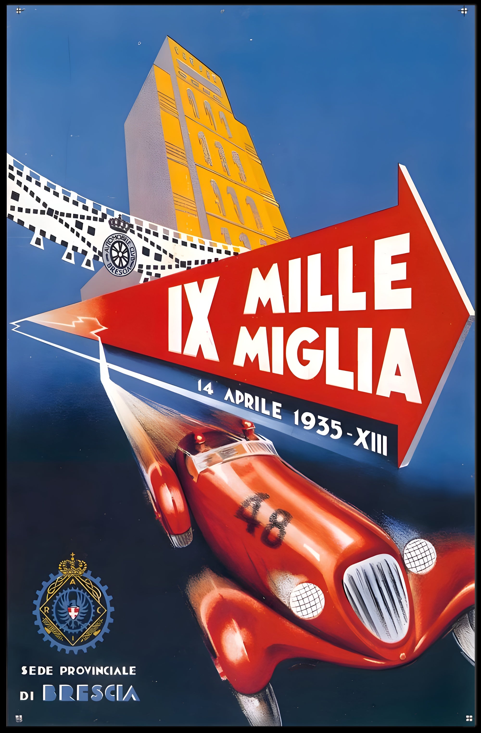 Mille Miglia 1935 Racing Event Poster