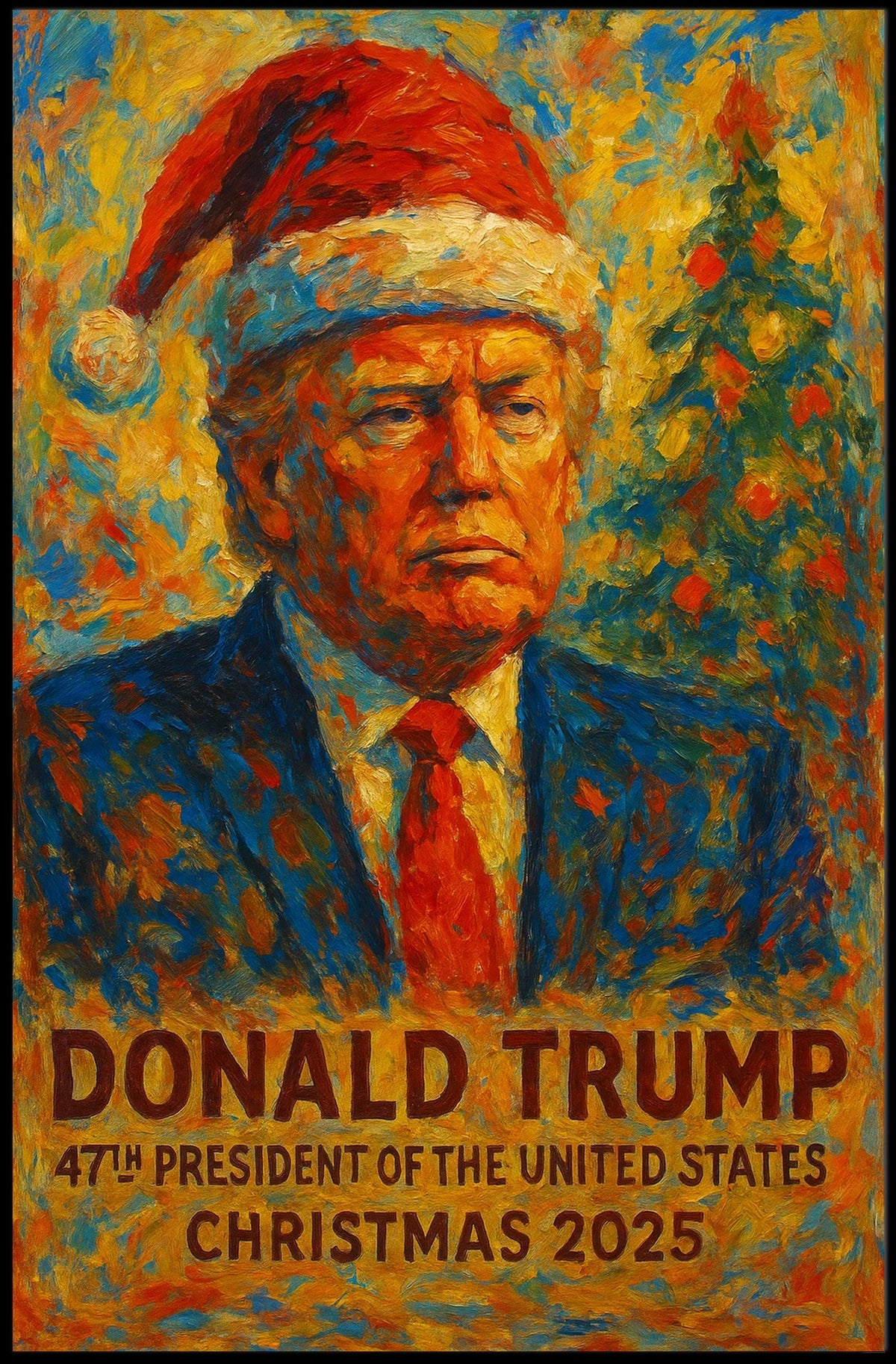 Vibrant Santa Christmas 2025 Impressionistic Art Poster