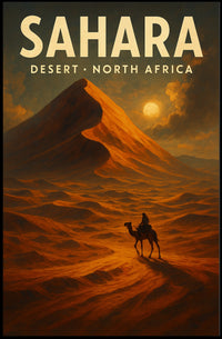 Sahara Desert Camel Adventure Travel Cinematic Poster