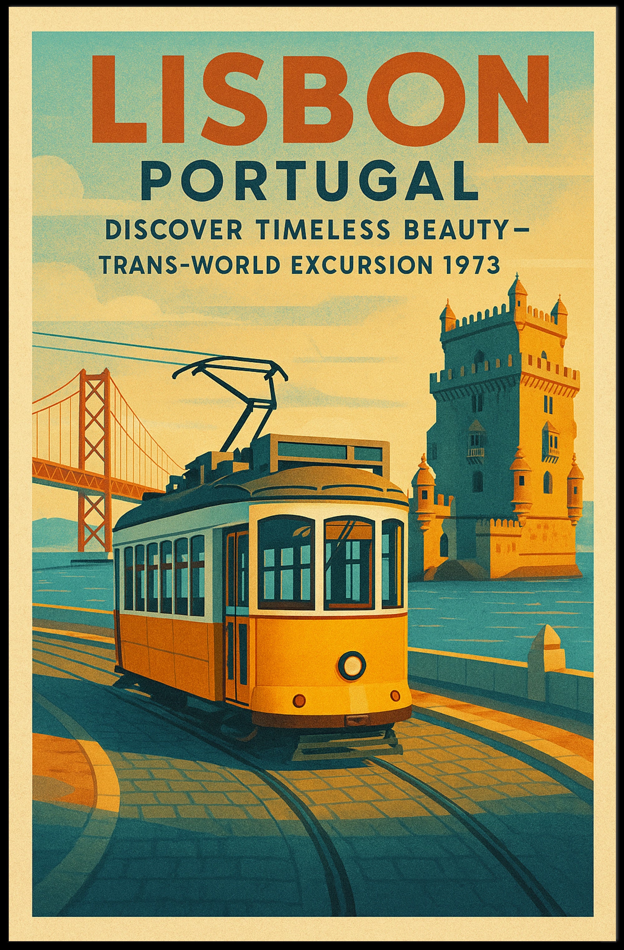Lisbon Vintage Travel Poster 1973 Wall Art