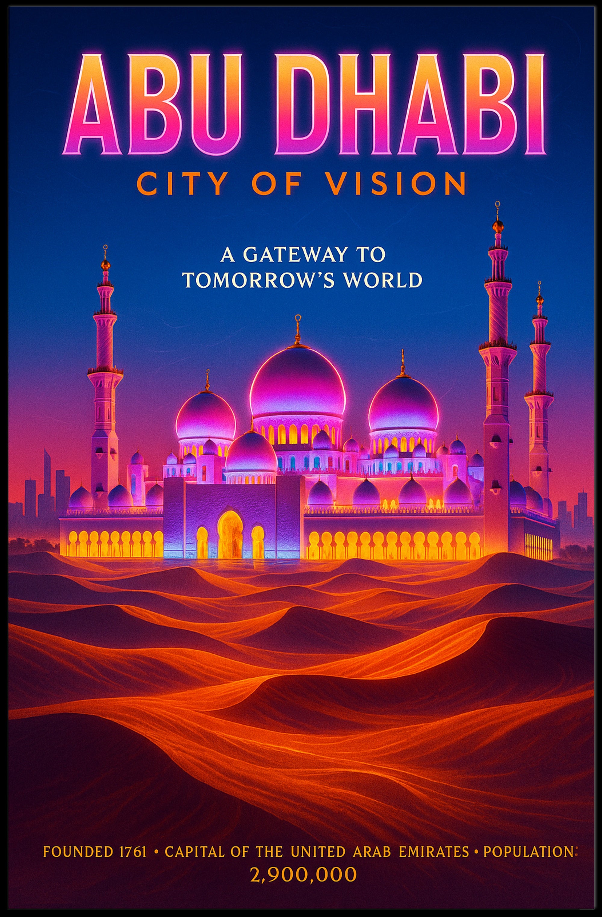Abu Dhabi City of Vision Travel Poster