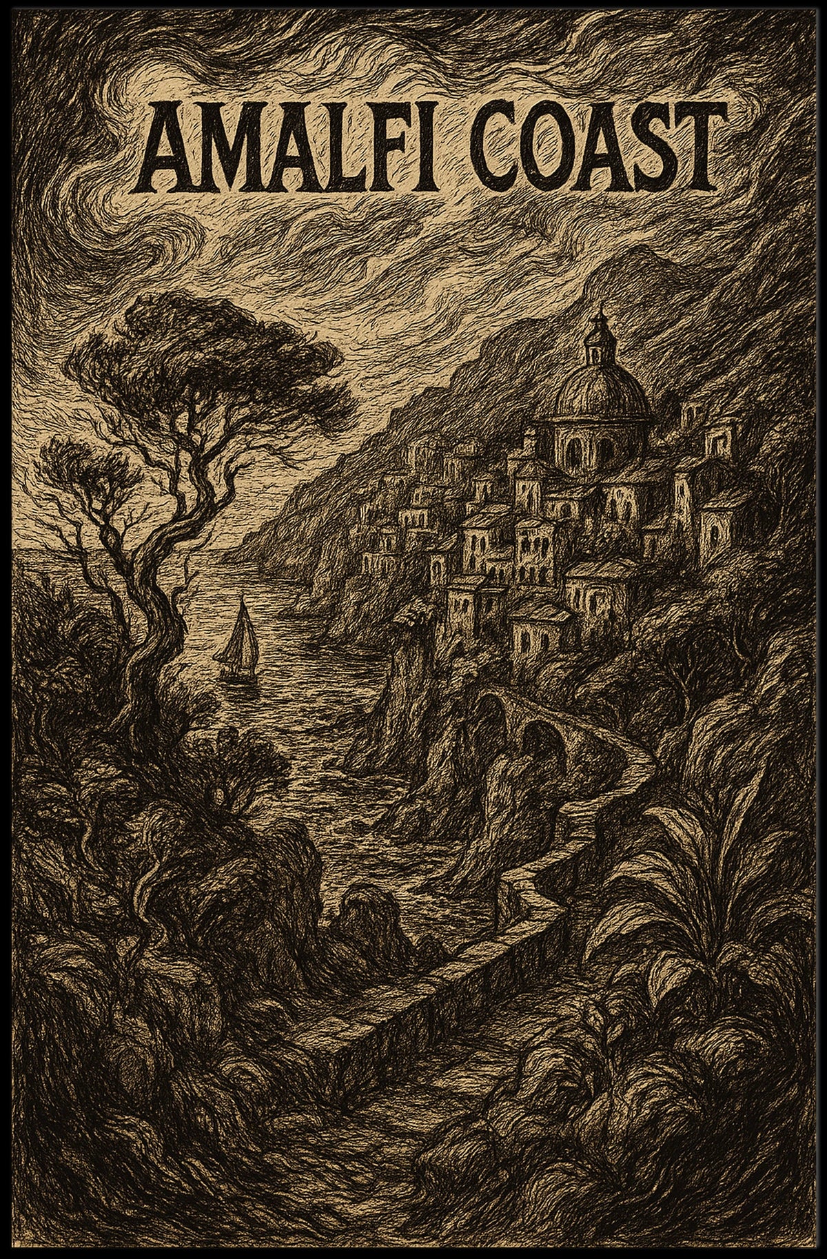 Amalfi Coast Poster Wall Art Coastal Decor Print Collection