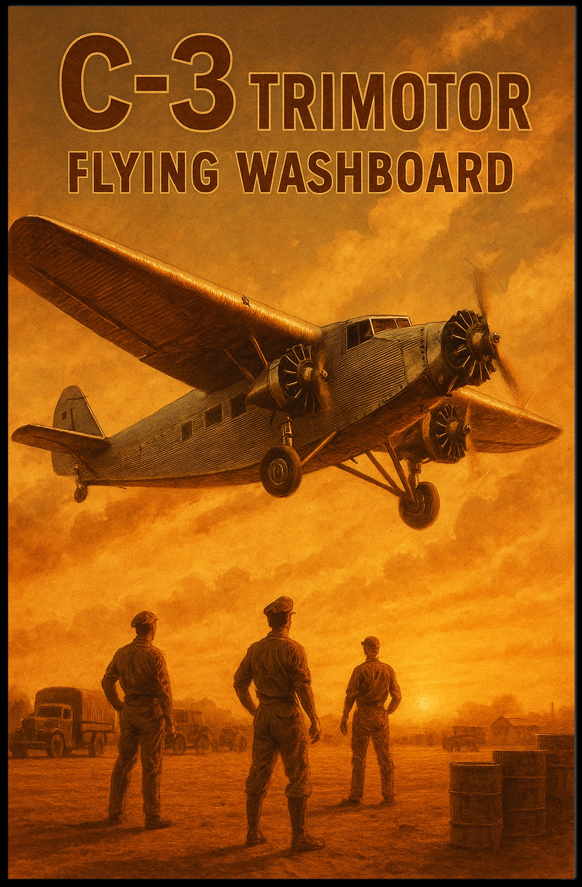 Vintage C-3 Trimotor Aviation Art Deco Travel Poster