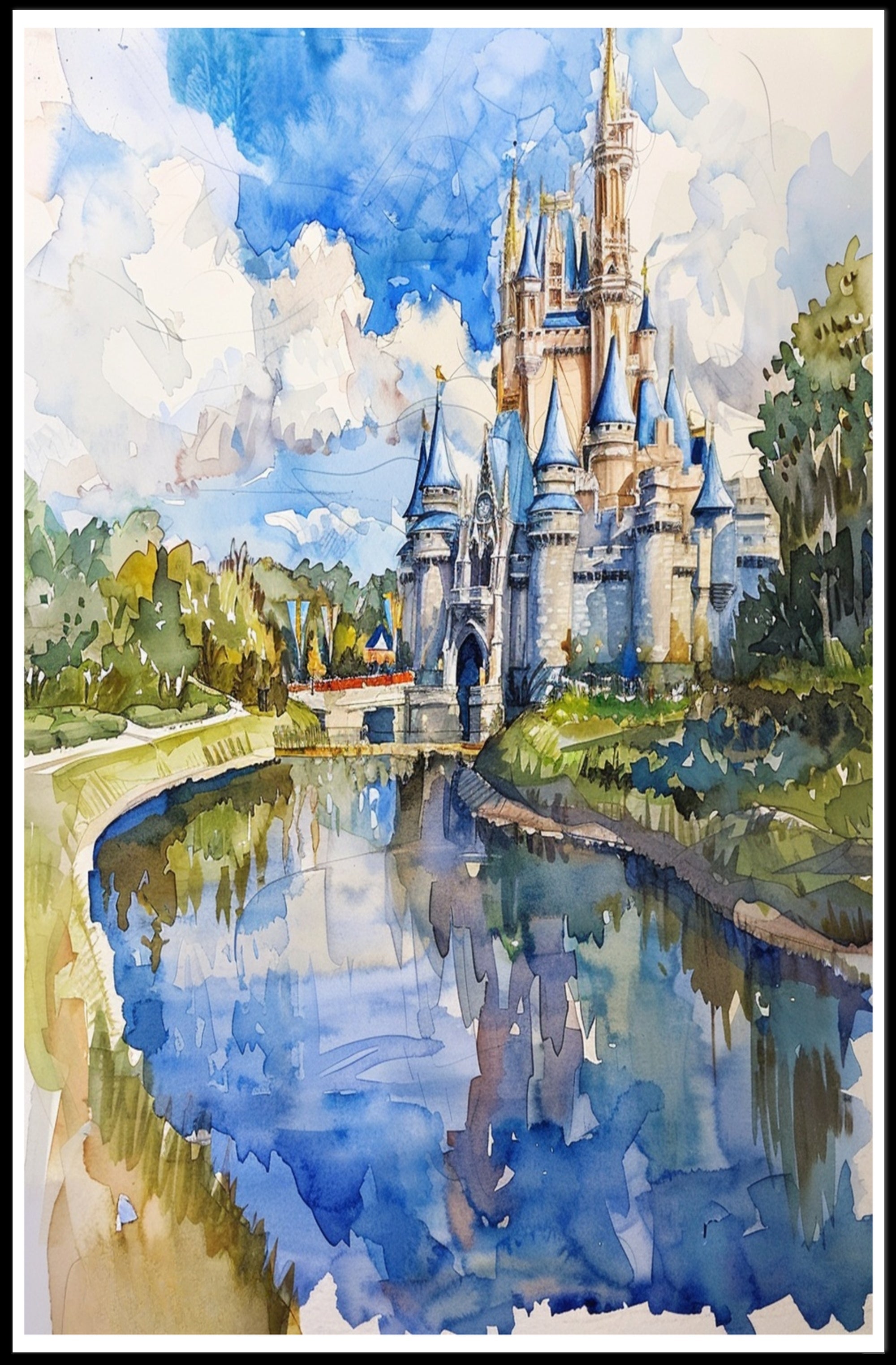 Enchanted Castle Reflection Poster PosterGoat
