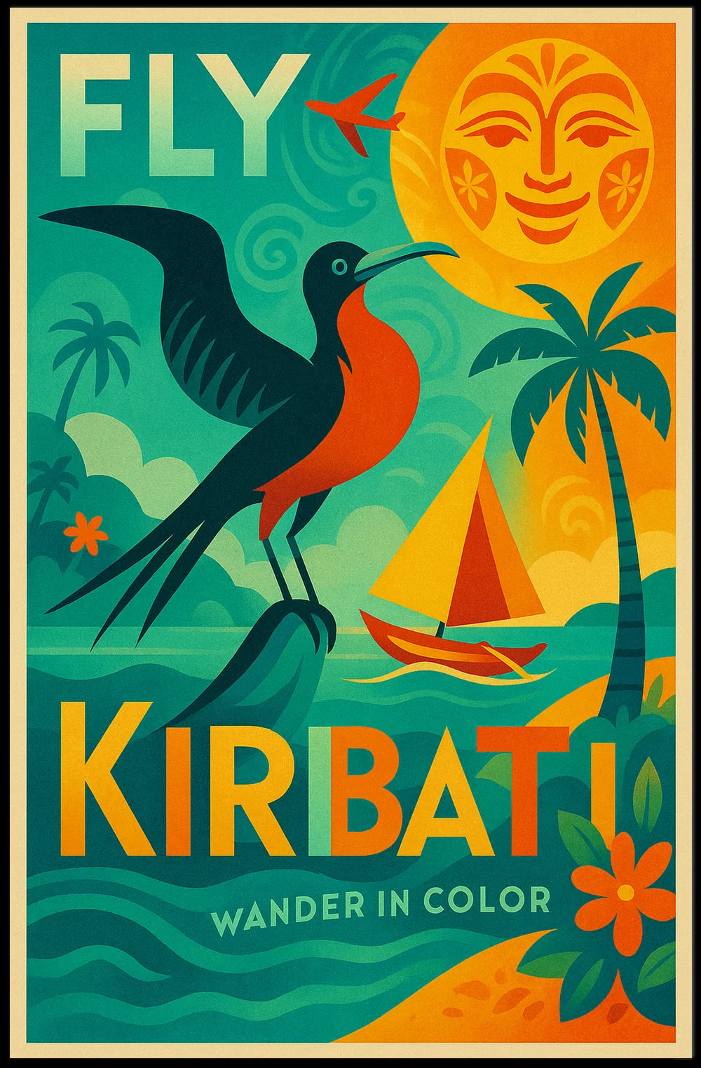 Kiribati Tropical Escape Retro Travel Poster PosterGoat