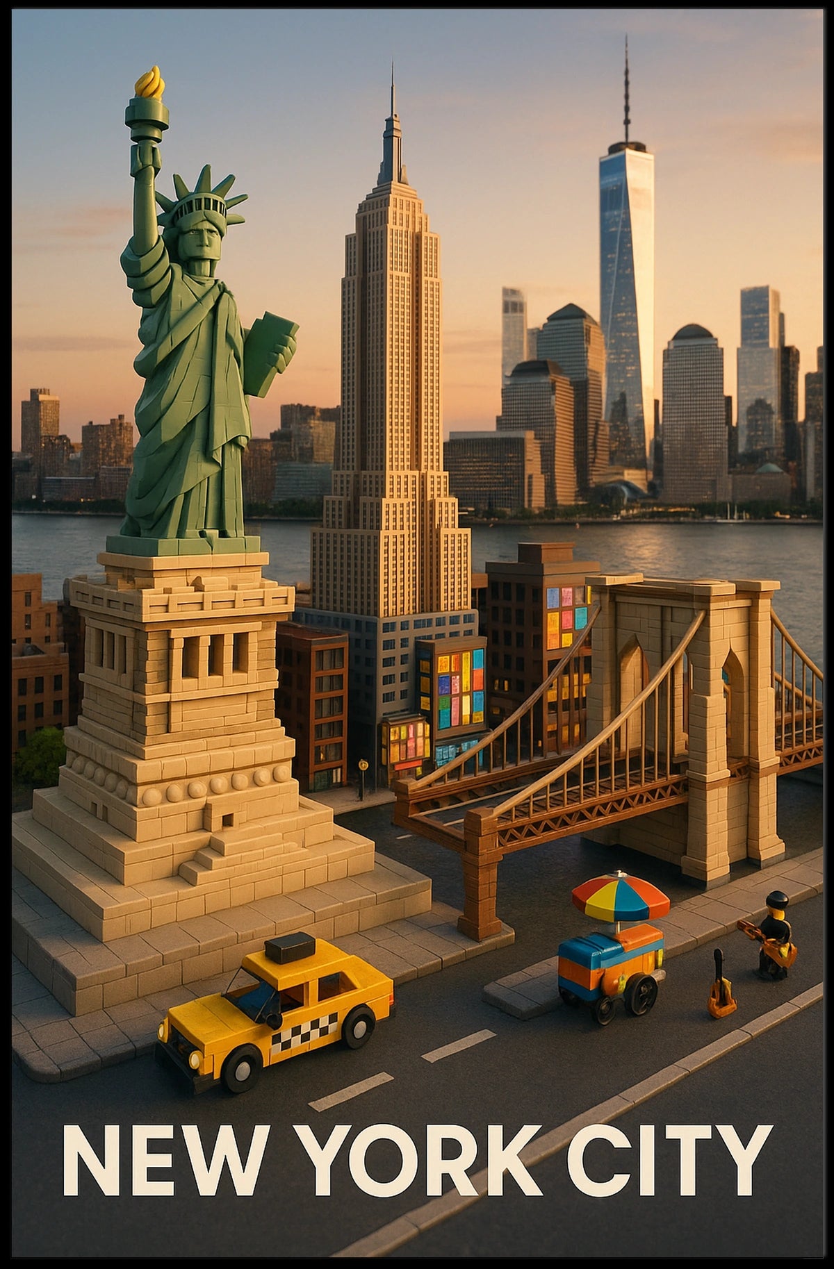 New York City Block Style Poster Abstract Wall Art