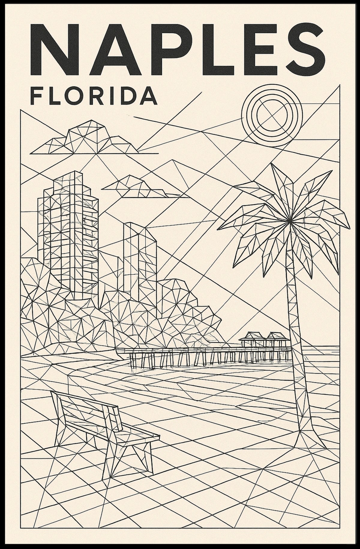 Naples Florida Geometric Coastal Art Poster 18x24 Print