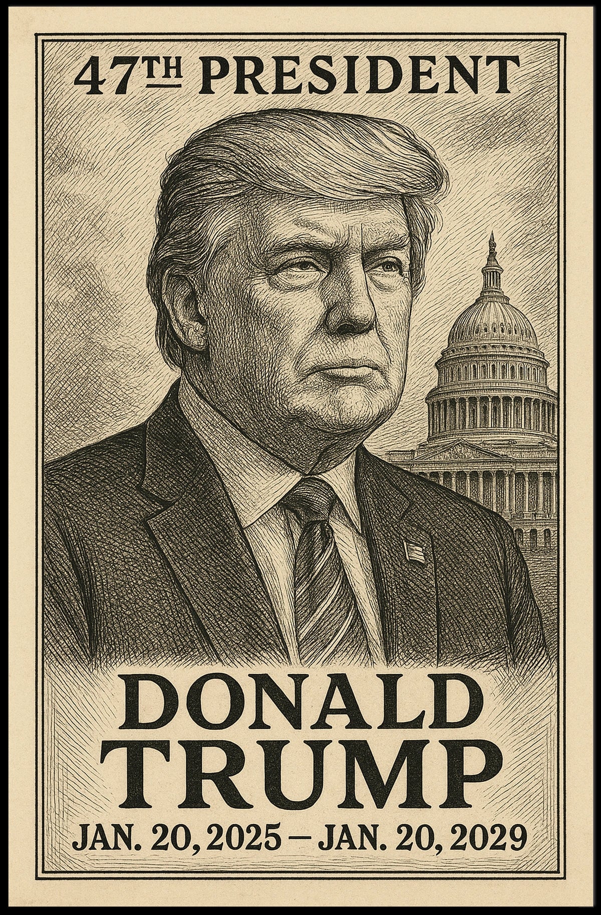 Trump Capitol Patriotic Illustration Poster