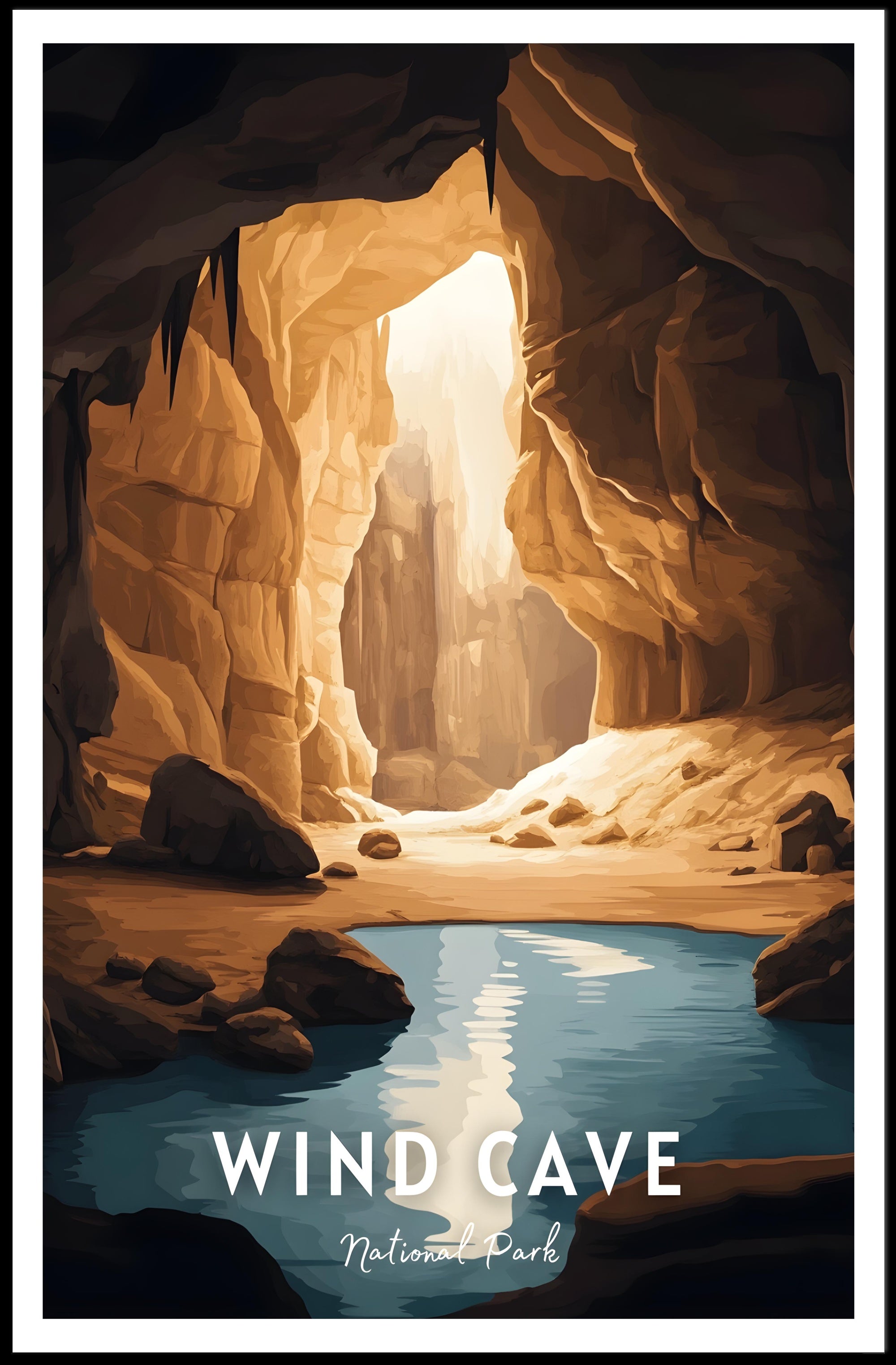 Wind Cave National Park Poster Vintage Travel Print