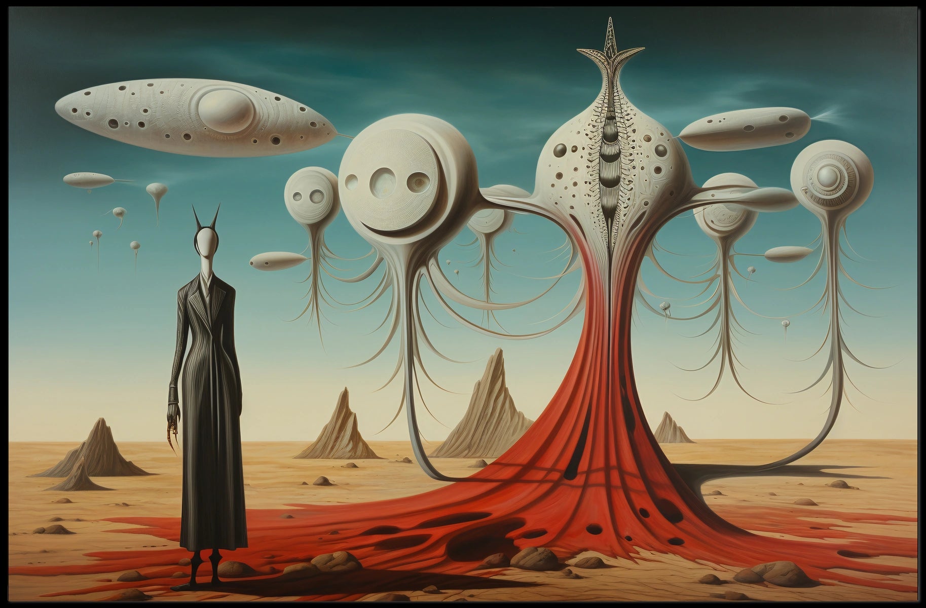 Mysterious Alien Desert Scene Futuristic Sci-Fi Poster
