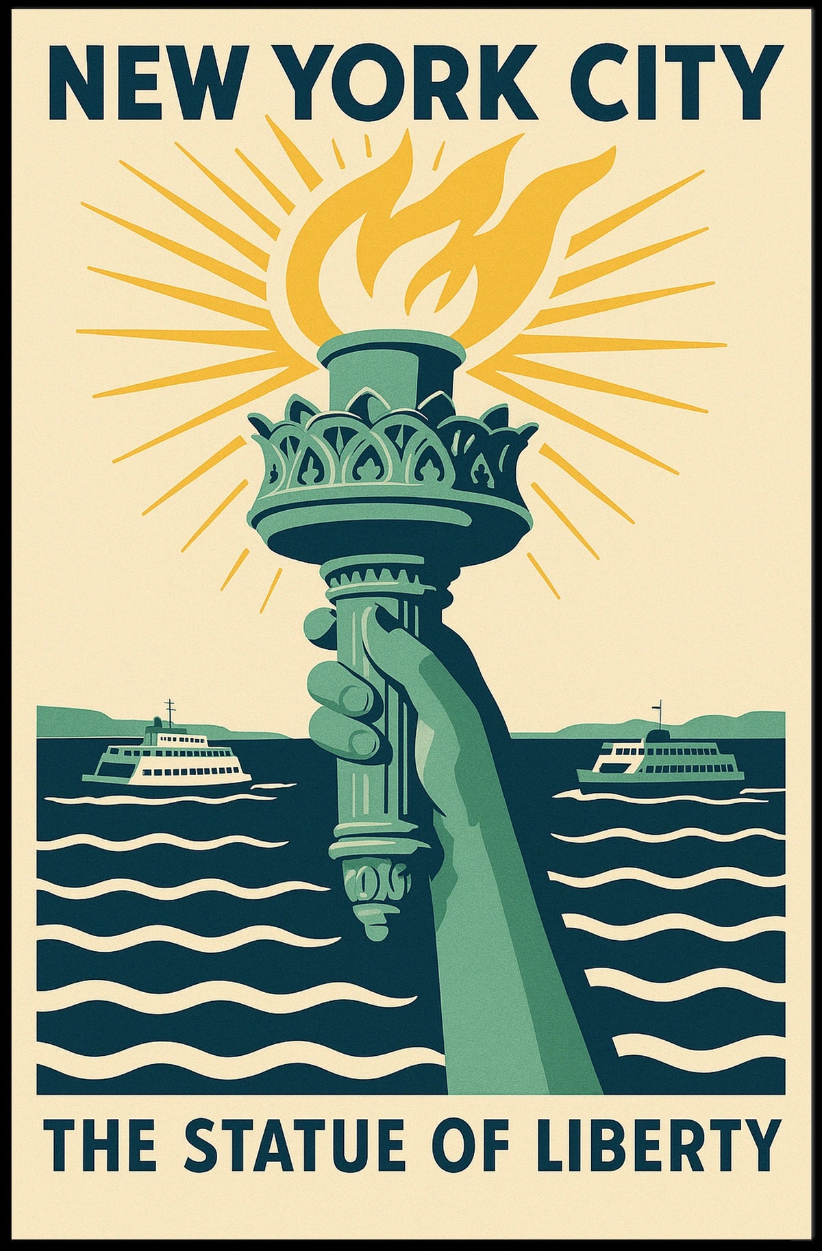 Statue Of Liberty NYC Icon Travel Poster Vintage Wall Art